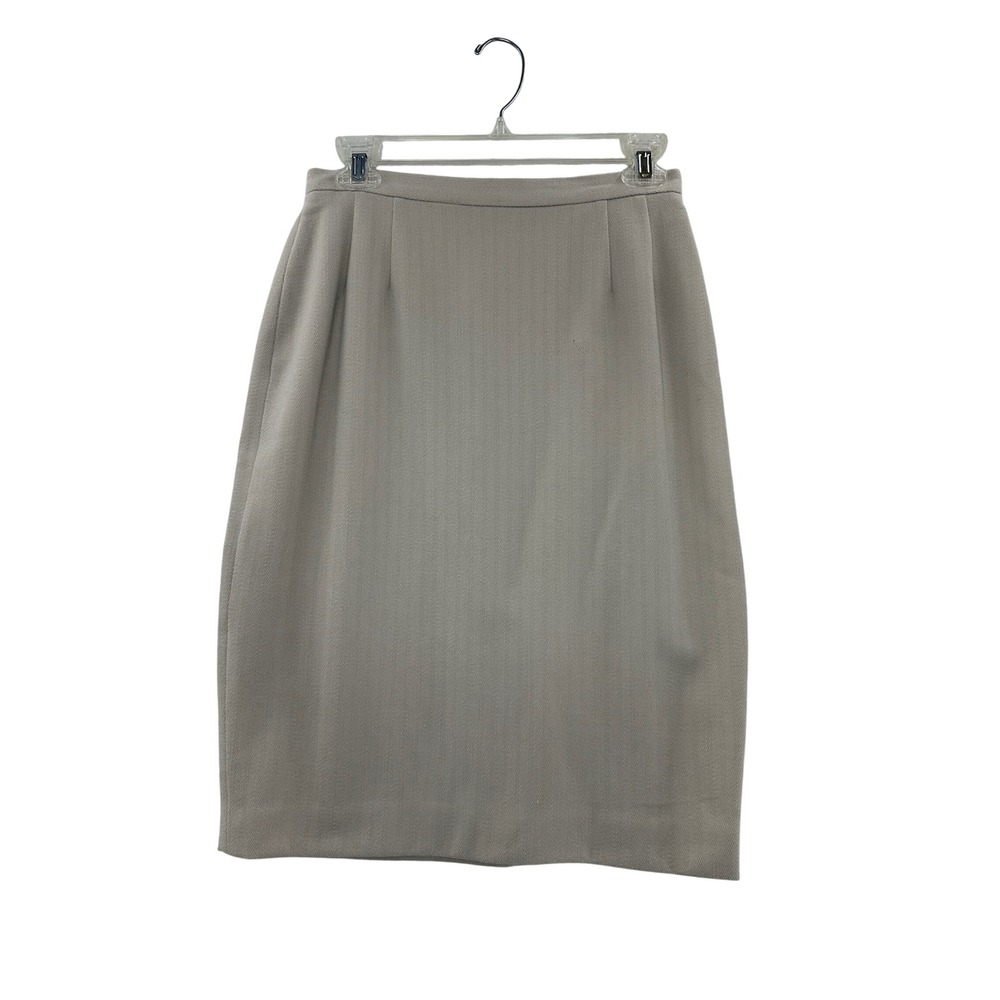 EMANUEL UNGARO Women's Gray Herringbone Wool Blend Pencil Skirt Size 6